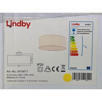 Lindby - Taklampa HENRIKA 3xE14/40W/230V vit