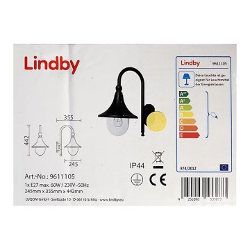 Lindby - Vägglampa för utomhusbruk DAPHNE 1xE27/60W/230V IP44