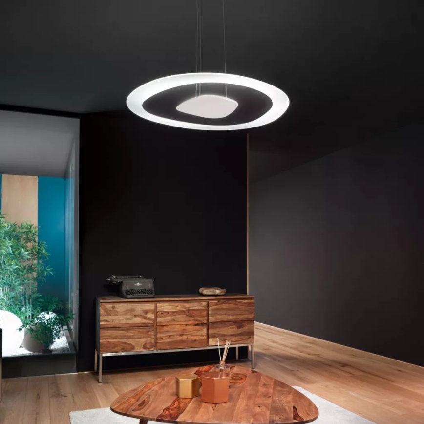 Linea Light 90348 - LED ljuskrona med textilsladd ANTIGUA LED/38W/230V 60,8 cm CRI 90 vit