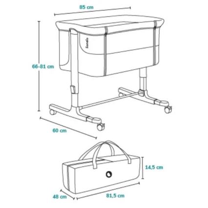Lionelo - 3-i-1 barnsäng AURORA, grå