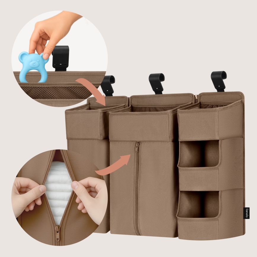 Lionelo - 3-i-1 sidoficka för spjälsäng SIDEPOCKET Beige
