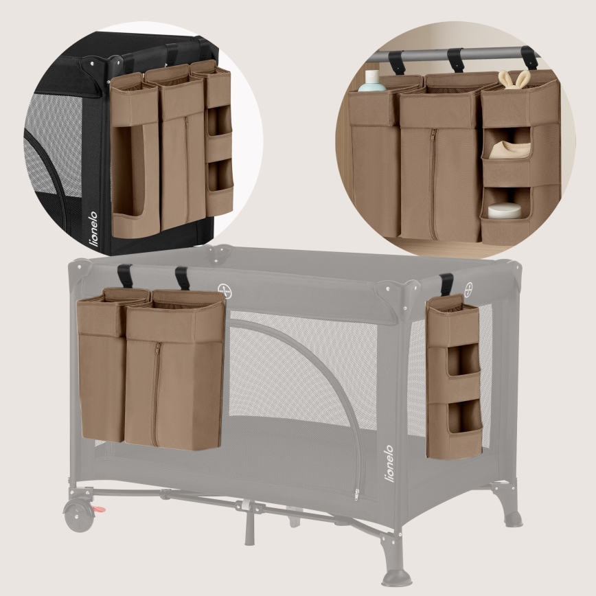 Lionelo - 3-i-1 sidoficka för spjälsäng SIDEPOCKET Beige