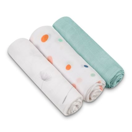 Lionelo - 3-pack bambumullfiltar BAMBOO SET 70x70 cm Dot