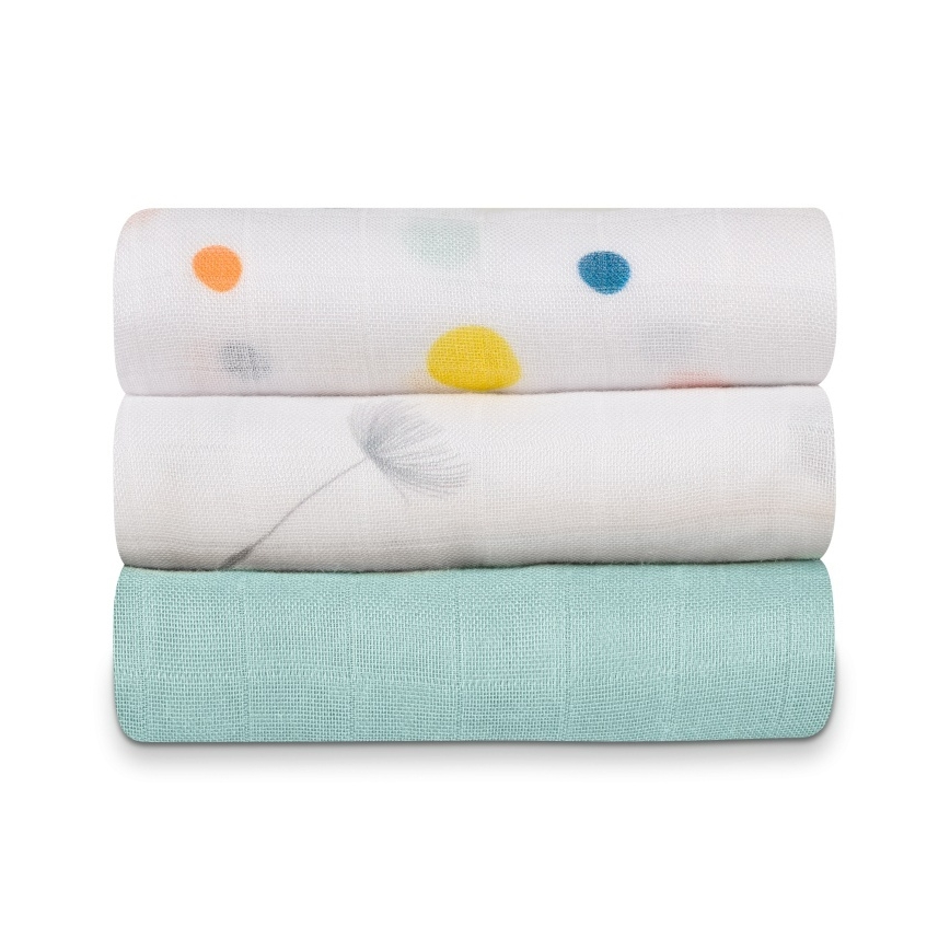 Lionelo - 3-pack bambumullfiltar BAMBOO SET 70x70 cm Dot