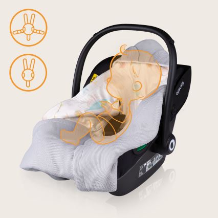Lionelo - Åkpåse för bilbarnstol TRAVEL SWADDLE 90x90 cm Grå Ballong