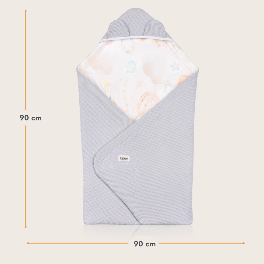 Lionelo - Åkpåse för bilbarnstol TRAVEL SWADDLE 90x90 cm Grå Ballong