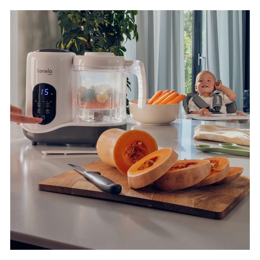 Lionelo - Ångkokare 5-i-1 BABYMENU 110W/230V vit/grå
