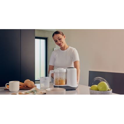 Lionelo - Ångkokare 5-i-1 BABYMENU 110W/230V vit/grå