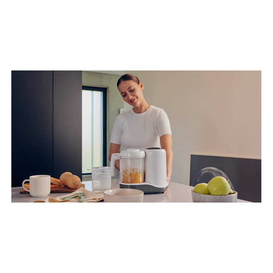 Lionelo - Ångkokare 5-i-1 BABYMENU 110W/230V vit/grå