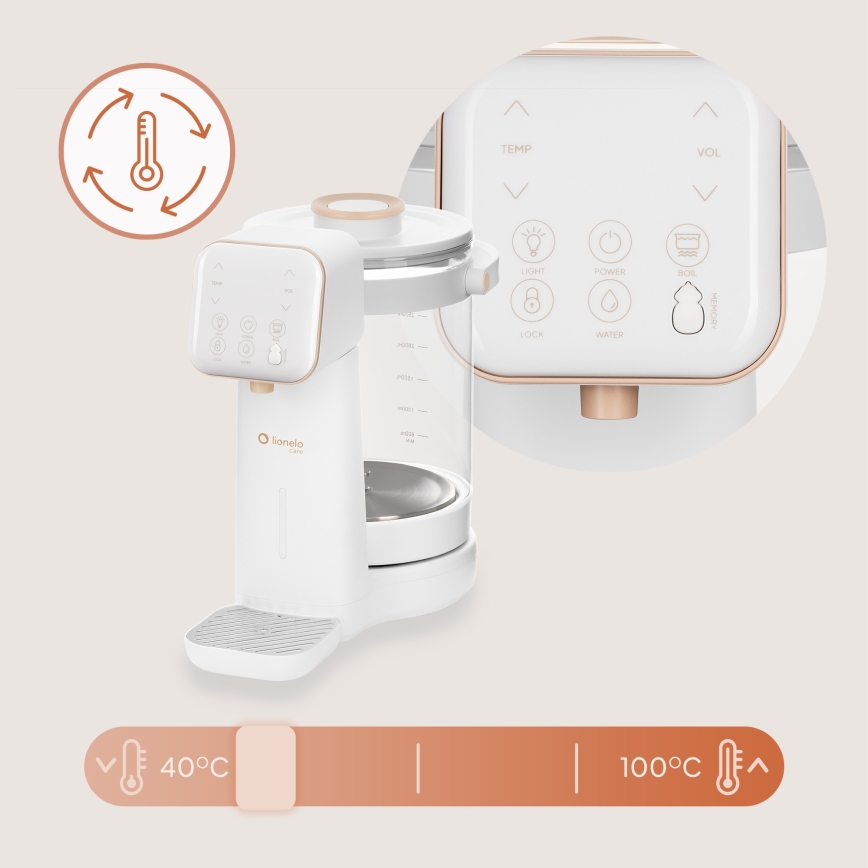 Lionelo - Apparat för beredning av modersmjölksersättning BABYPRESTO 2.0 1200W/230V Vit