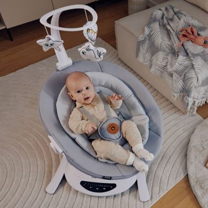 Lionelo - Babygunga med melodi BELLA Grey Concrete + fjärrkontroll