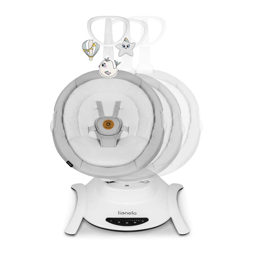 Lionelo - Babygunga med melodi BELLA Grey Concrete + fjärrkontroll