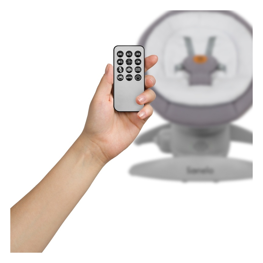 Lionelo - Babygunga med melodi MELL Grey Stone 4xAA + fjärrkontroll