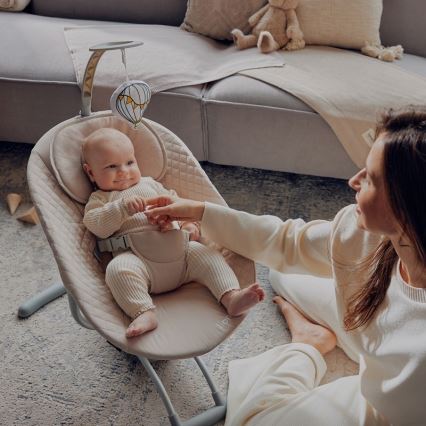 Lionelo - Babygunga med melodi RIO 4xC Beige Latte + fjärrkontroll