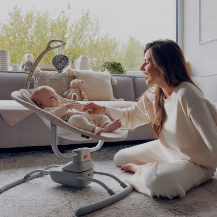 Lionelo - Babygunga med melodi RIO 4xC Beige Latte + fjärrkontroll