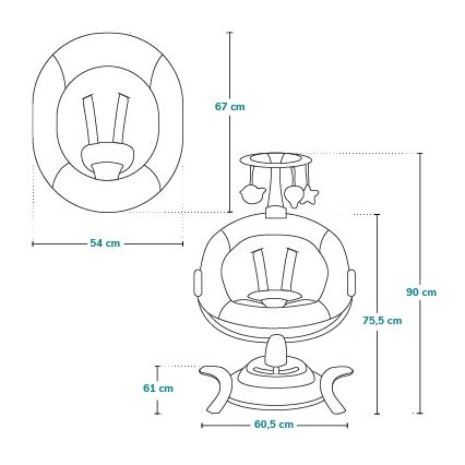 Lionelo - Babygunga med melodier BELLA Grey Concrete + fjärrkontroll