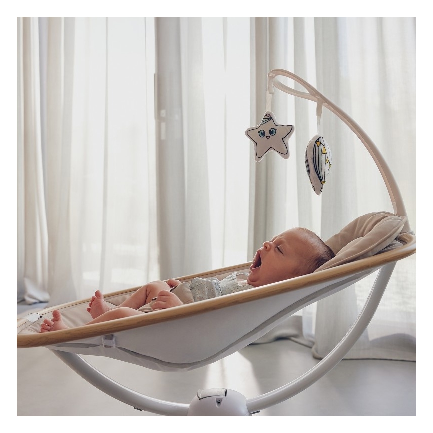 Lionelo - Babygunga med melodier OLIVIA Beige Natural + fjärrkontroll