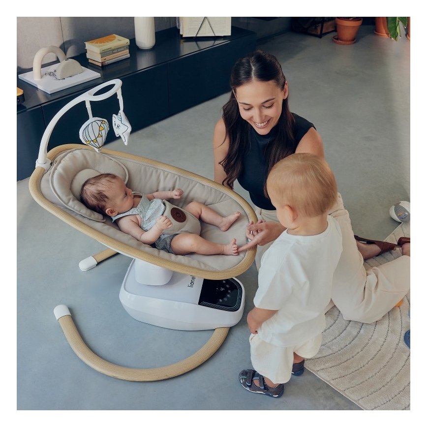 Lionelo - Babygunga med melodier OLIVIA Beige Natural + fjärrkontroll