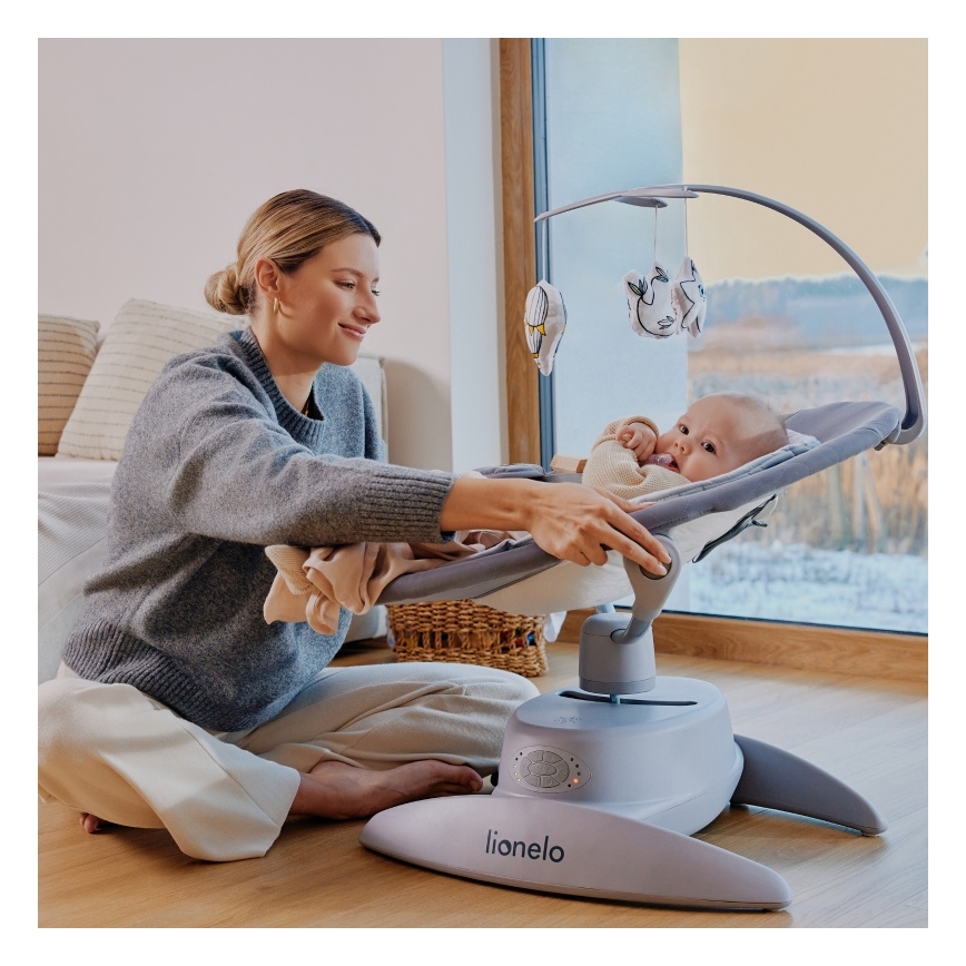 Lionelo - Babygunga med musik MELL Grey Stone 4xAA + fjärrkontroll