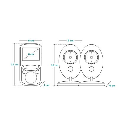 Lionelo - Babymonitor med display BABYLINE 5.1 230V 1000 mAh