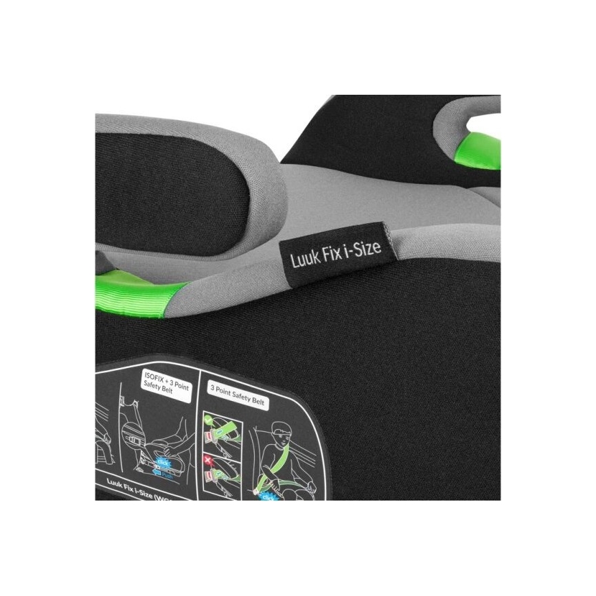 Lionelo - Bälteskudde för bil LUUK FIX i-Size 125-150 cm svart/grå