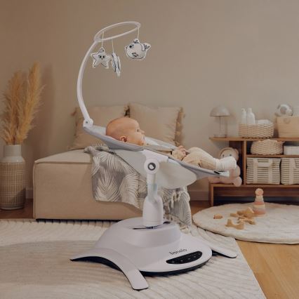 Lionelo - Babygunga med musik 2-i-1 BELLA 4xAA Grå betong + fjärrkontroll