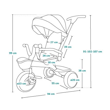 Lionelo - Barntricycle HAARI rosa/grå