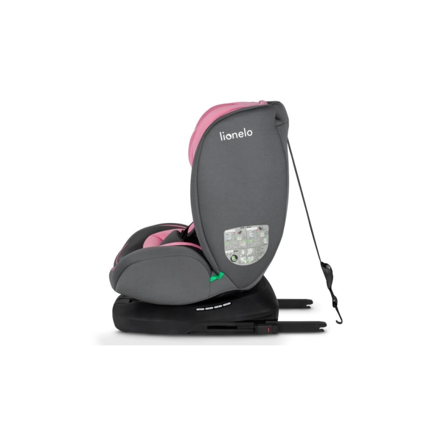 Lionelo - Bilbarnstol BASTIAAN i-Size 40-150 cm grå/rosa