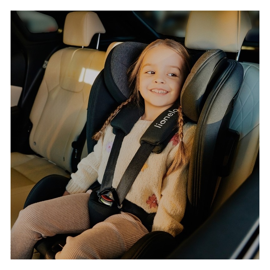 Lionelo - Bilbarnstol HARPER i-Size med roterbar bas 76-150 cm Black Carbon