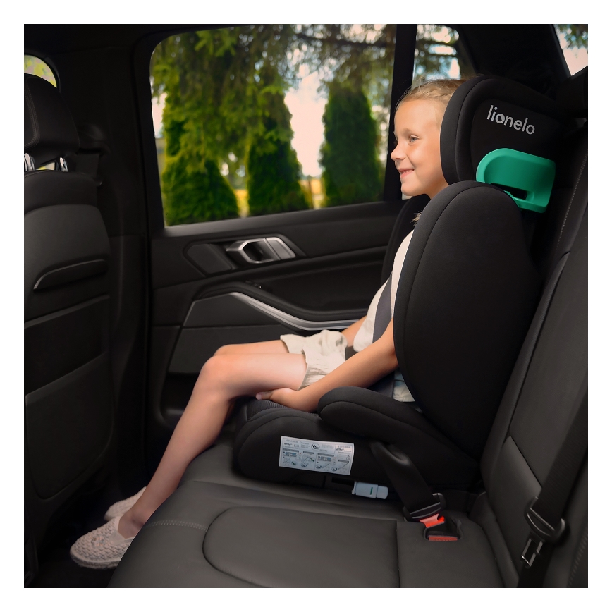Lionelo - Bilbarnstol HUGO i-Storlek 100-150 cm svart/grå