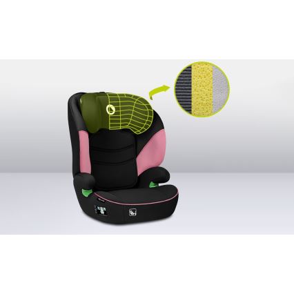 Lionelo - Bilbarnstol LARS i-Size 100-150 cm svart/rosa