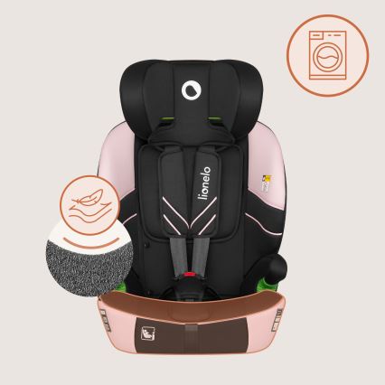 Lionelo - Bilbarnstol LEVI FIX i-Size 76-150 cm Babyrosa