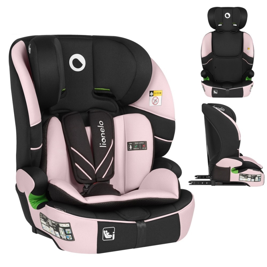 Lionelo - Bilbarnstol LEVI FIX i-Size 76-150 cm Babyrosa
