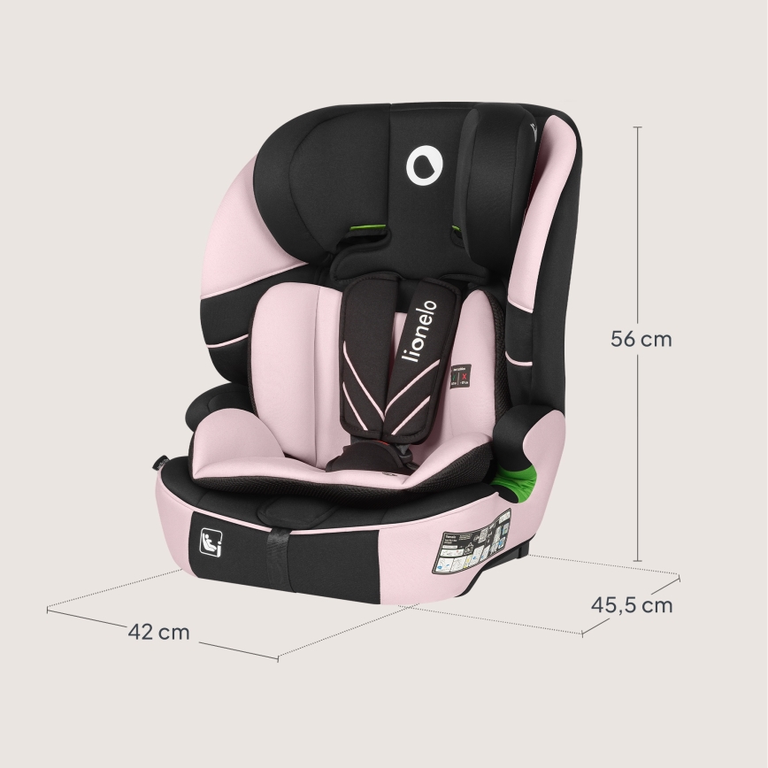 Lionelo - Bilbarnstol LEVI FIX i-Size 76-150 cm Babyrosa