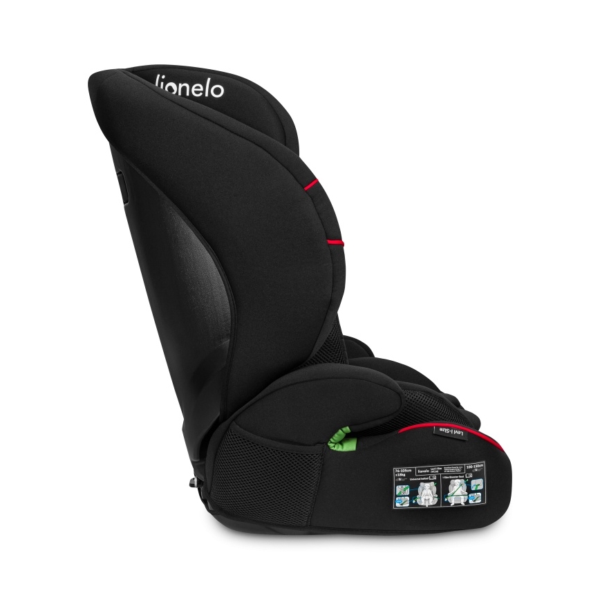 Lionelo - Bilbarnstol LEVI i-Size 76-150 cm Sportig svart