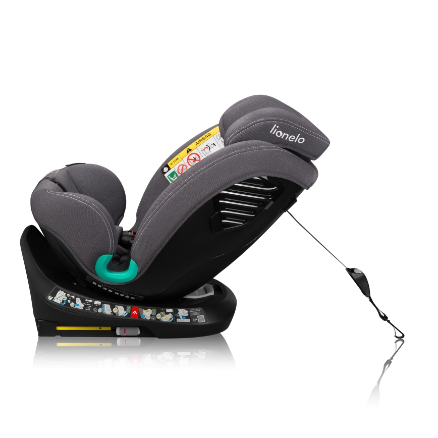 Lionelo - Bilbarnstol med roterbar bas BASTIAAN ONE i-Size 40-150 cm Grey Stone