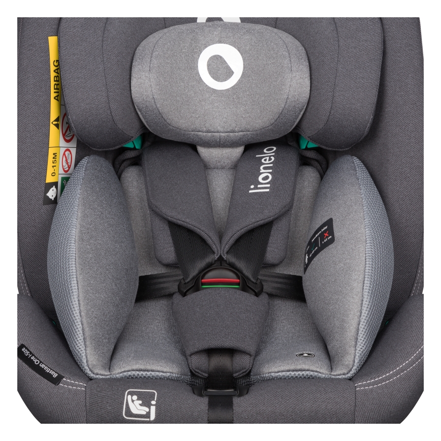 Lionelo - Bilbarnstol med roterbar bas BASTIAAN ONE i-Size 40-150 cm Grey Stone