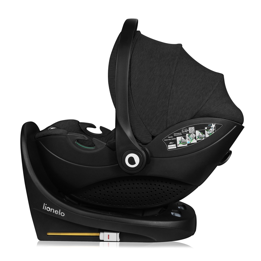 Lionelo - Bilbarnstol med roterbar bas MOXIE SET i-Size 40-87 cm Black Carbon
