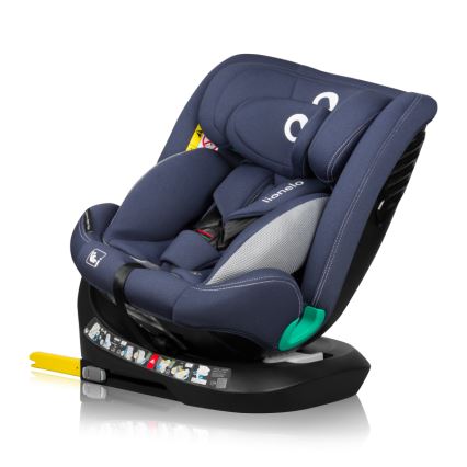 Lionelo - Roterbar bilbarnstol med bas BASTIAAN ONE i-Size 40-150 cm navyblå