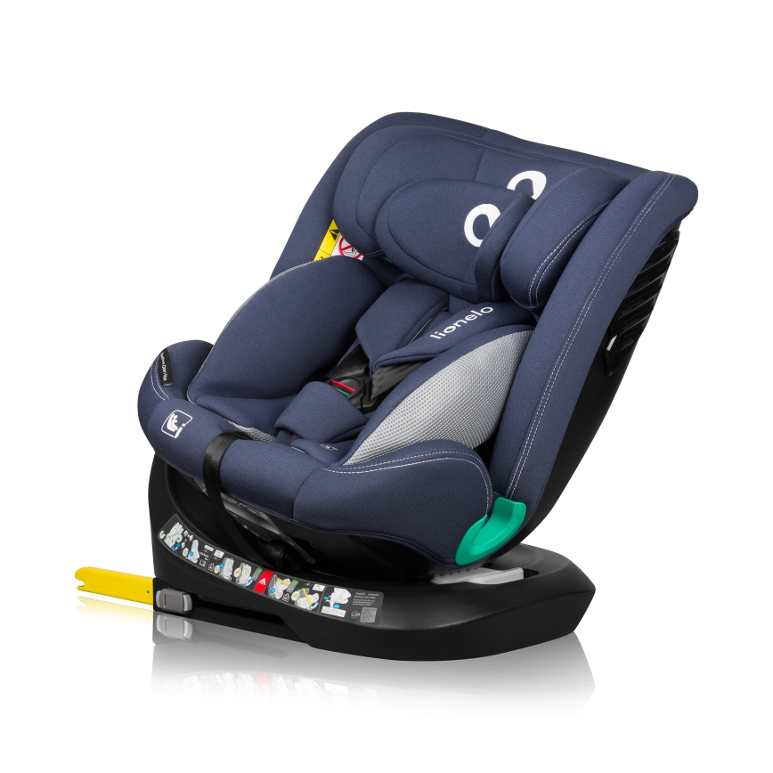 Lionelo - Roterbar bilbarnstol med bas BASTIAAN ONE i-Size 40-150 cm navyblå