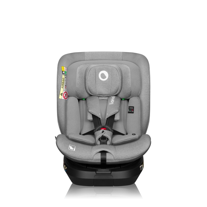 Lionelo - Bilbarnstol med vridbar bas BRAVE i-Size 40-150 cm Grey Stone