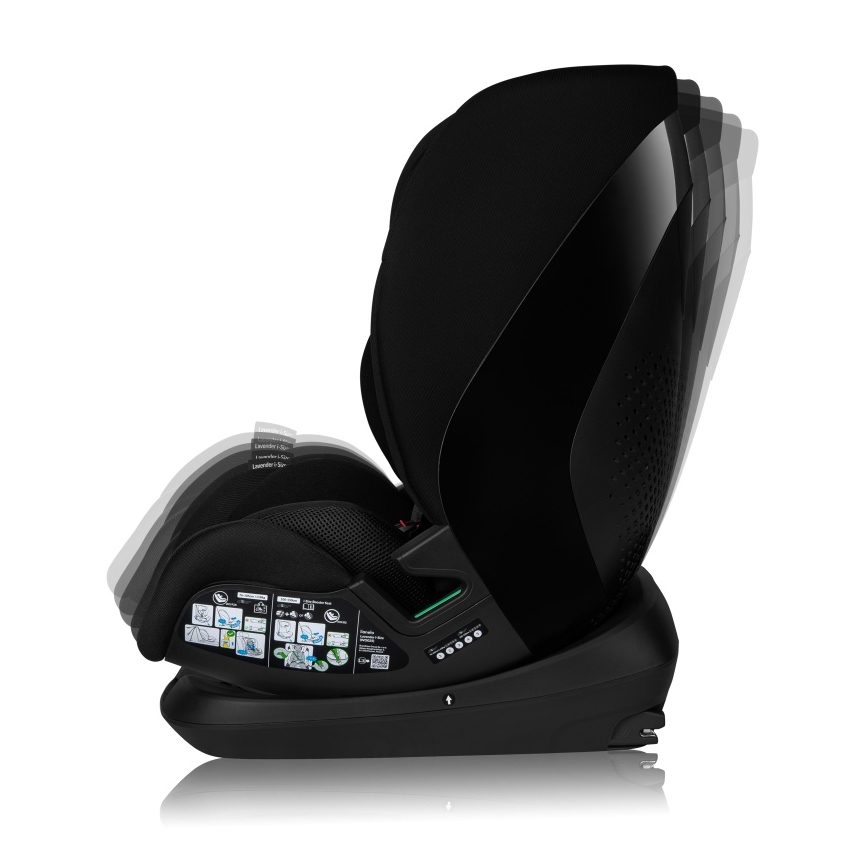 Lionelo - Bilbarnstol med vridbar bas LAVENDER i-Size 76-150 cm Black Carbon