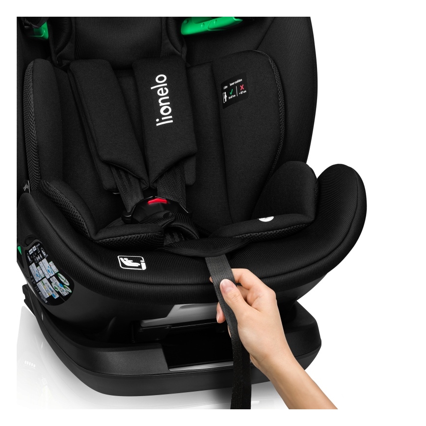 Lionelo - Bilbarnstol med vridbar bas LAVENDER i-Size 76-150 cm Black Carbon