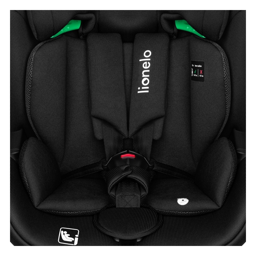 Lionelo - Bilbarnstol med vridbar bas LAVENDER i-Size 76-150 cm Black Carbon