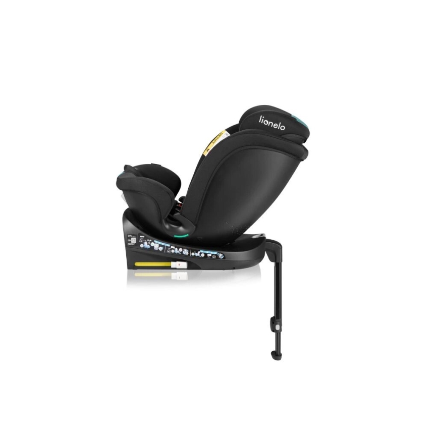 Lionelo - Bilbarnstol NAVY i-Size med roterbar bas 40–150 cm svart/turkos