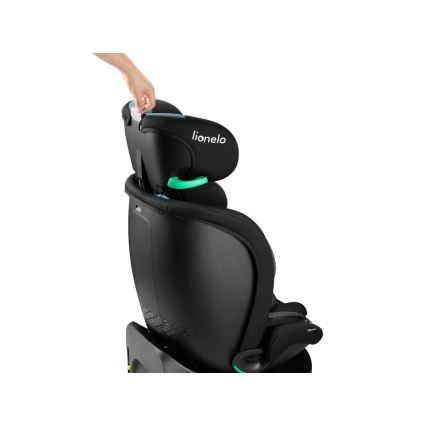 Lionelo - Bilbarnstol NAVY i-Size med roterbar bas 40–150 cm svart/turkos