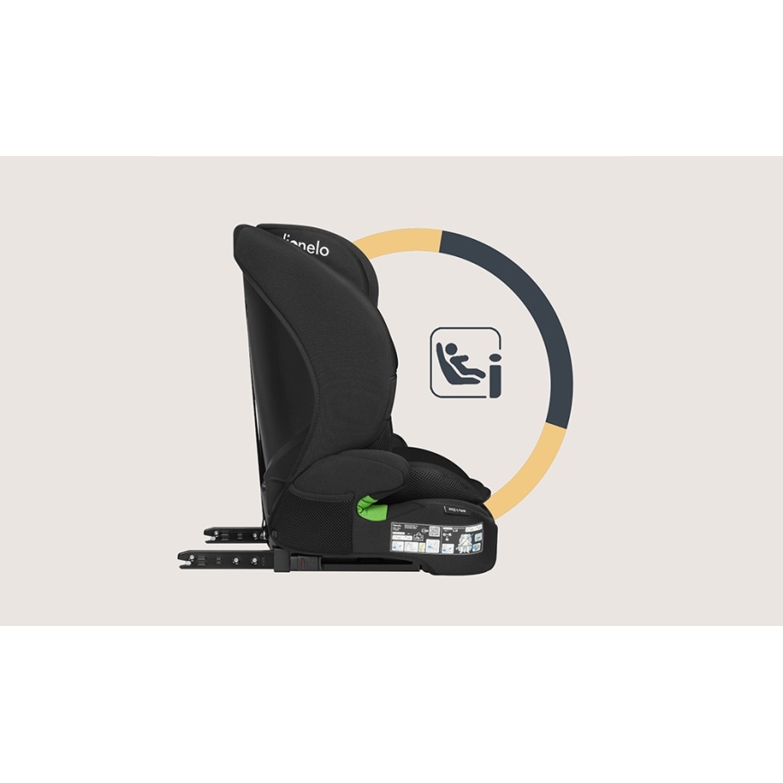 Lionelo - BILLY i-Size bilbarnstol 76-150 cm Svart Carbon