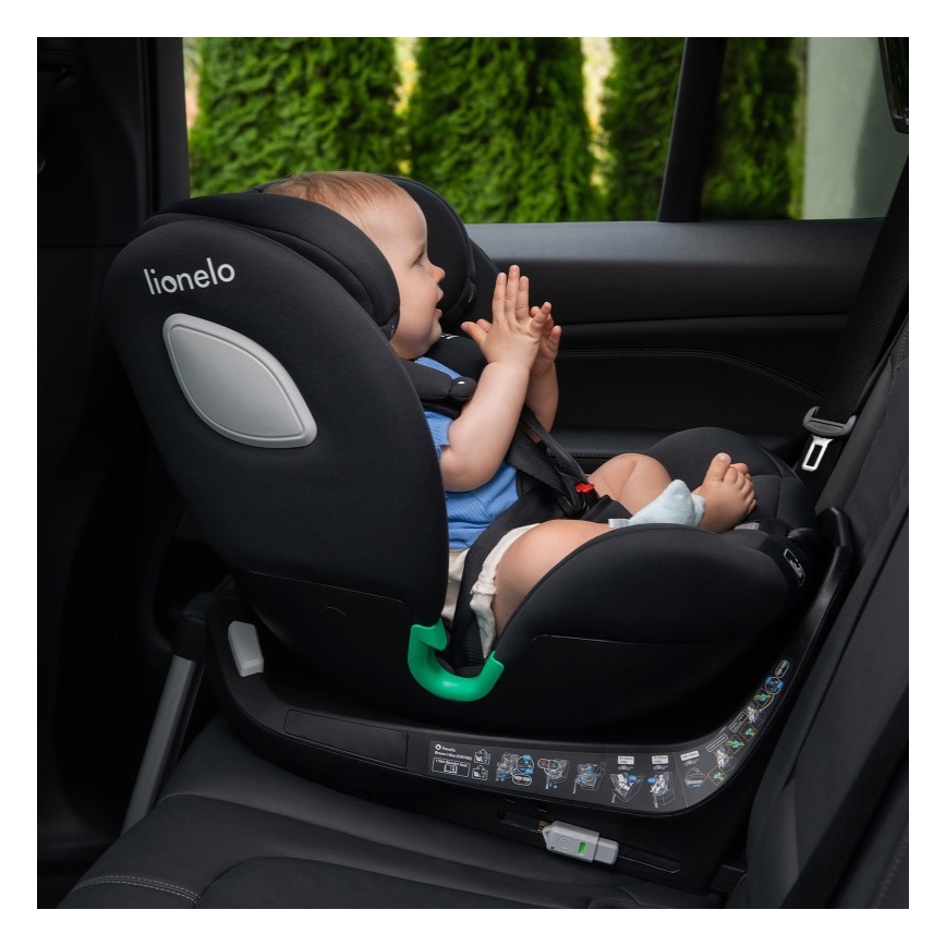 Lionelo - BRAAM i-Size vridbar bilbarnstol med bas, 40–150 cm Black Carbon