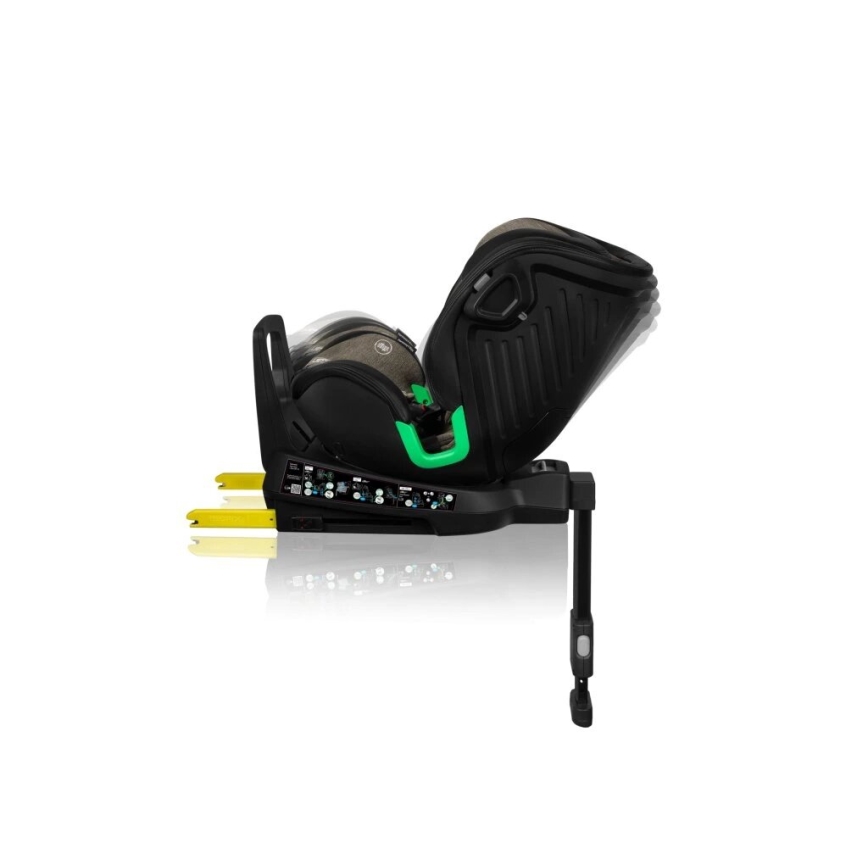 Lionelo - Bilbarnstol med bas, roterbar HARMONY i-Size 40-150 cm svart/olivgrön