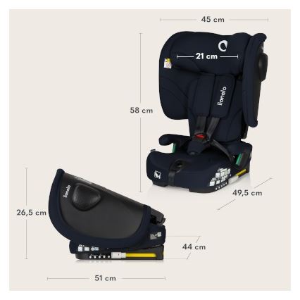 Lionelo - Hopfällbar bilbarnstol NELLY i-Size 76-150 cm Navyblå